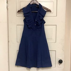 Express rouched navy blue dress